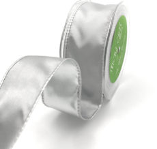 silver and white reversible woven satin ribbon