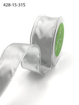 silver and white reversible woven satin ribbon