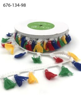 primary color red green blue yellow tassle fringe trim embellishment