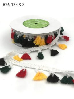 red green black yellow tassle fringe trim embellishment