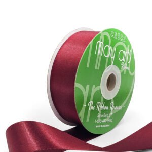 ~1.5 Inch(36MM) Luster Double Faced Satin Ribbon with Woven Edge - HA-15-24L WINE LUSTER