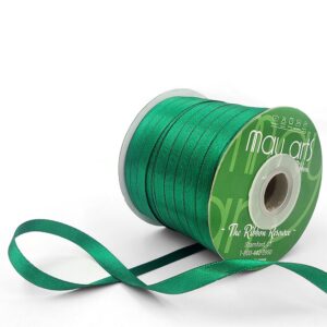~3/8 Inch (9MM) Luster Double Faced Satin Ribbon with Woven Edge - HA-38-15L GREEN LUSTER
