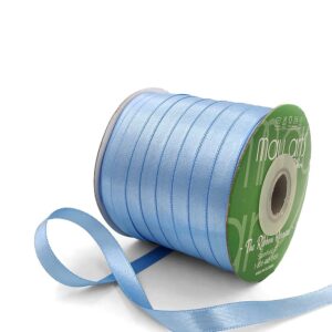 ~3/8 Inch (9MM) Luster Double Faced Satin Ribbon with Woven Edge - HA-38-34L LIGHT BLUE LUSTER
