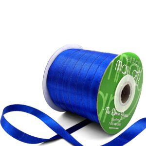 ~3/8 Inch (9MM) Luster Double Faced Satin Ribbon with Woven Edge - HA-38-44L ROYAL BLUE LUSTER
