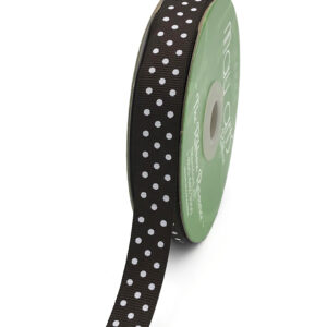 brown and white swiss dots polka dot grosgrain ribbon