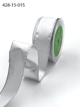 white and silver reversible metallic wired ribbon