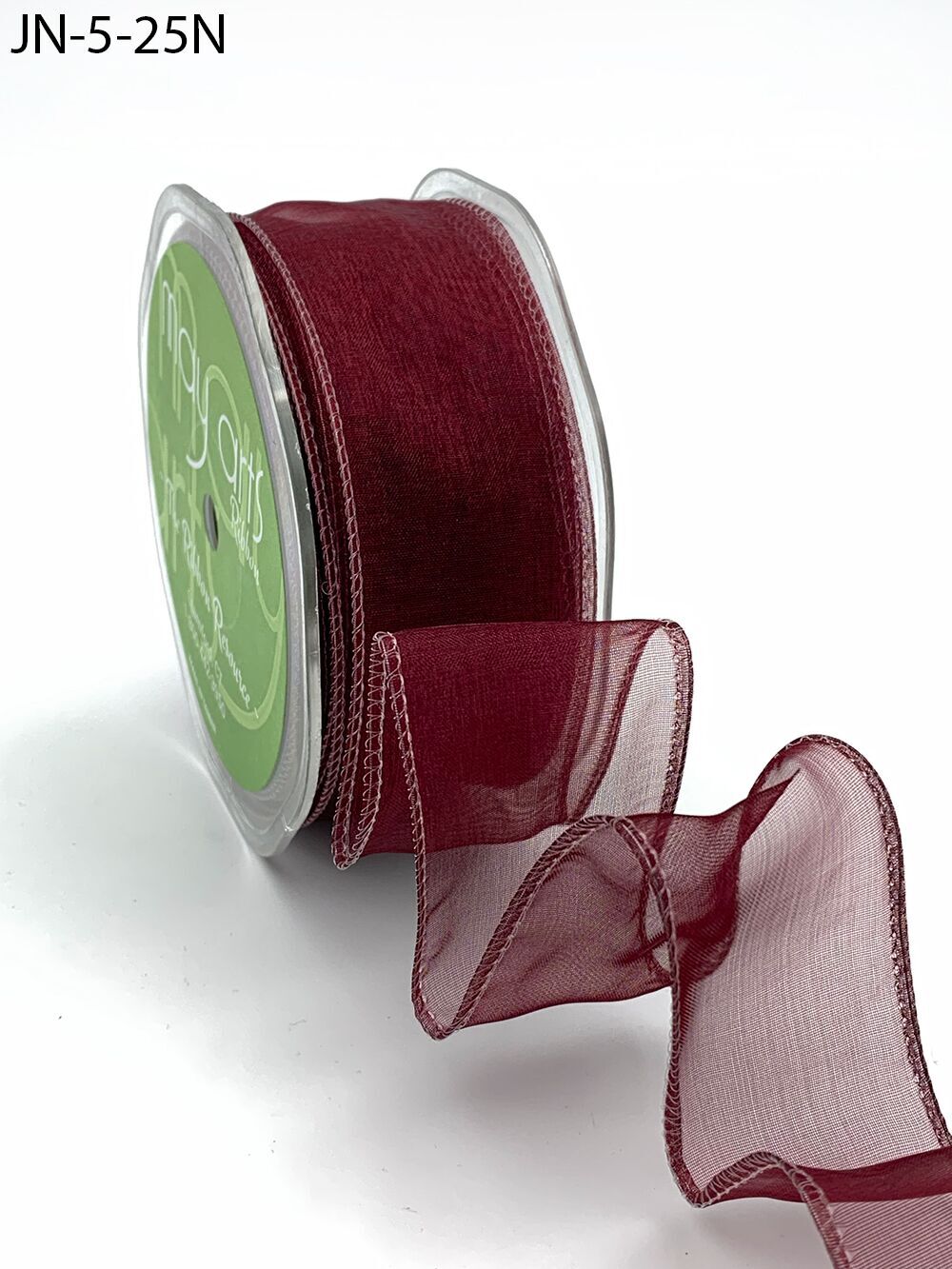Grape - Organza Ribbon Thick Wire Edge 25 Yards - ( W: 1 - 1/2 Inch, L: 25  Yards )