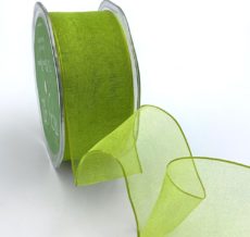 parrot green organza wired ribbon