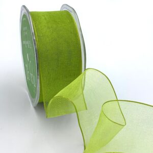 parrot green organza wired ribbon