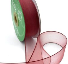 burgundy thin edge organza ribbon