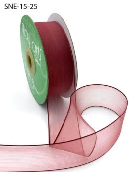 burgundy thin edge organza ribbon