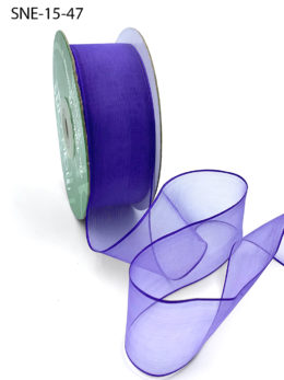 violet purple thin edge organza ribbon