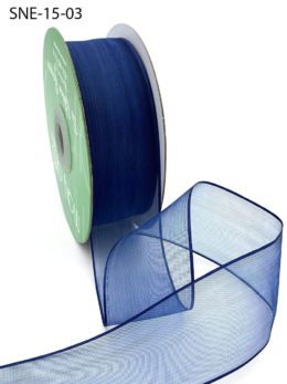 navy blue thin edge organza ribbon