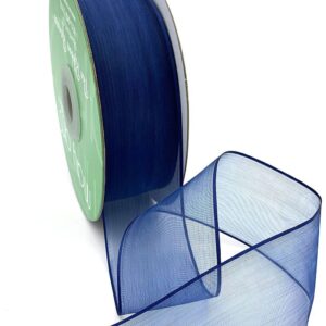 navy blue thin edge organza ribbon