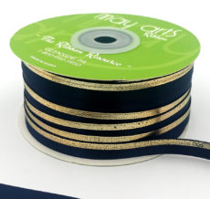 navy gold foil satin invitation ribbon