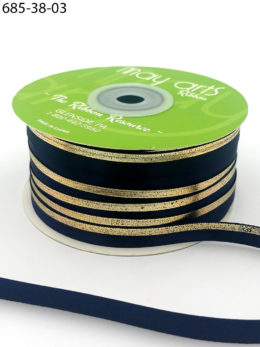 navy gold foil satin invitation ribbon