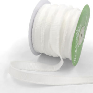 ~ 5/8″ Fuzzy Grosgrain Ribbon - 686-58-01 WHITE