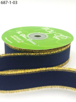 navy metallic gold fringe grosgrain ribbon