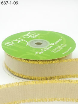 ivory metallic gold fringe grosgrain ribbon