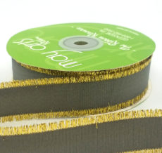 charcoal gray metallic gold fringe grosgrain ribbon