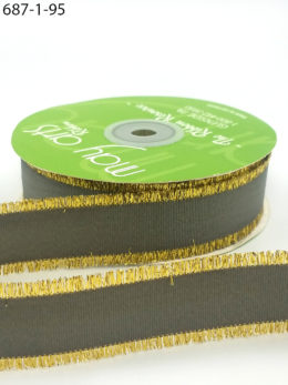 charcoal gray metallic gold fringe grosgrain ribbon