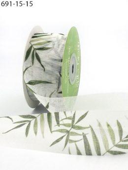 greenery leaves mesh ribbon