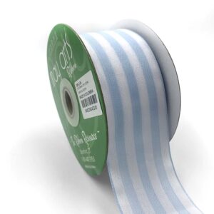 2 Inch Striped Ribbon with Woven Edge - 365-2-34 LIGHT BLUE/WHITE