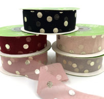 metallic gold polka dot chiffon ribbons