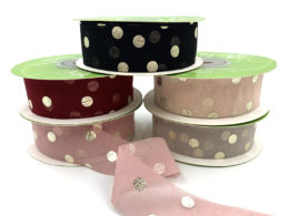 metallic gold polka dot chiffon ribbons