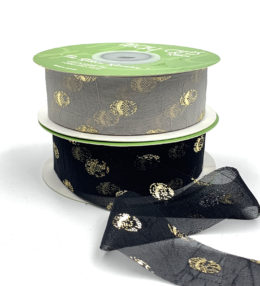 hazy gold polka dot chiffon ribbons