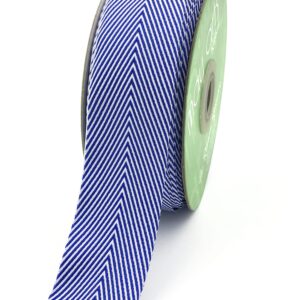 1.5 Inch Twill Chevron Stripe Ribbon with Woven Edge - 382-15-03 Navy