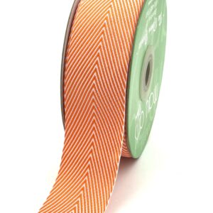 1.5 Inch Twill Chevron Stripe Ribbon with Woven Edge - 382-15-28 Orange