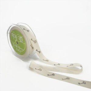 3/4 Inch Ivory Canvas Printed Ribbon with Woven Edge - 413-34-3 Keys