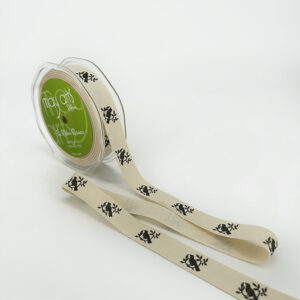 3/4 Inch Ivory Canvas Printed Ribbon with Woven Edge - 413-34-10 Birds