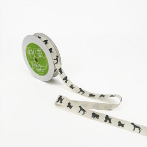 3/4 Inch Ivory Canvas Printed Ribbon with Woven Edge - 413-34-32 Dog Silhouette