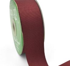 1.5 Inch Light-Weight Flat Grosgrain Ribbon with Woven Edge - GN-15-25 BURGUNDY