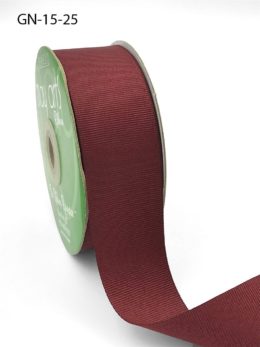 1.5 Inch Light-Weight Flat Grosgrain Ribbon with Woven Edge - GN-15-25 BURGUNDY