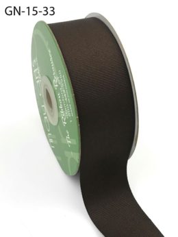 1.5 Inch Light-Weight Flat Grosgrain Ribbon with Woven Edge - GN-15-33 BROWN
