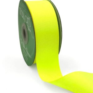 1.5 Inch Light-Weight Flat Grosgrain Ribbon with Woven Edge - GN-15-57 Neon Yellow