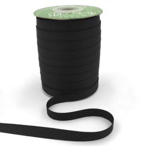 ~3/8 Inch Light-Weight Flat Grosgrain Ribbon with Woven Edge - GN-38-10 Black