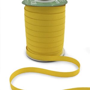 ~3/8 Inch Light-Weight Flat Grosgrain Ribbon with Woven Edge - GN-38-27 Yellow