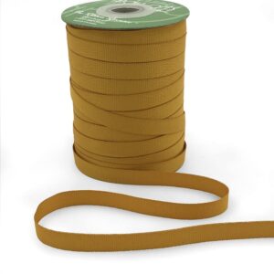 ~3/8 Inch Light-Weight Flat Grosgrain Ribbon with Woven Edge - GN-38-30 Gold