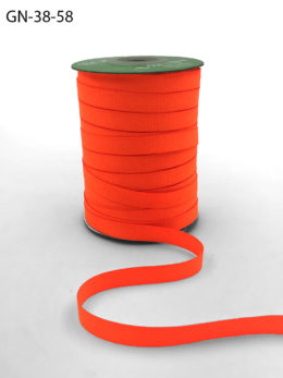 ~3/8 Inch Light-Weight Flat Grosgrain Ribbon with Woven Edge - GN-38-58 Neon Orange