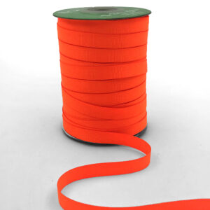 ~3/8 Inch Light-Weight Flat Grosgrain Ribbon with Woven Edge - GN-38-58 Neon Orange