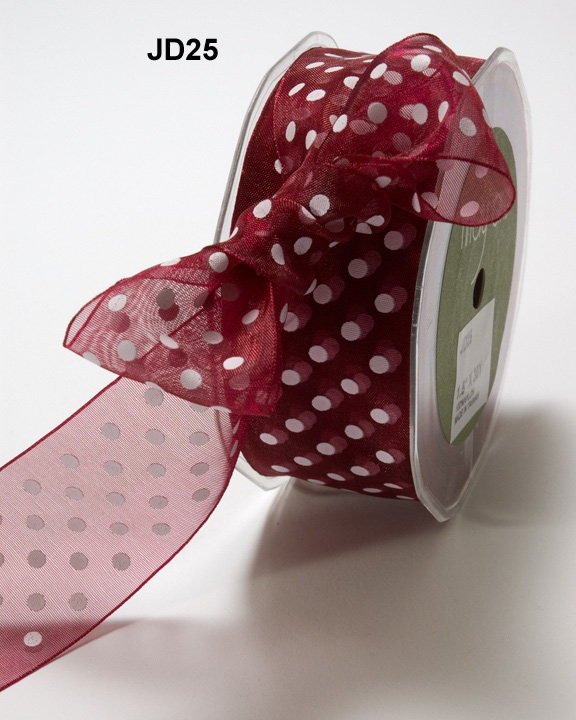 Polka Dot Printed Organza Ribbon 1.5" Online Ribbon May Arts Ribbon