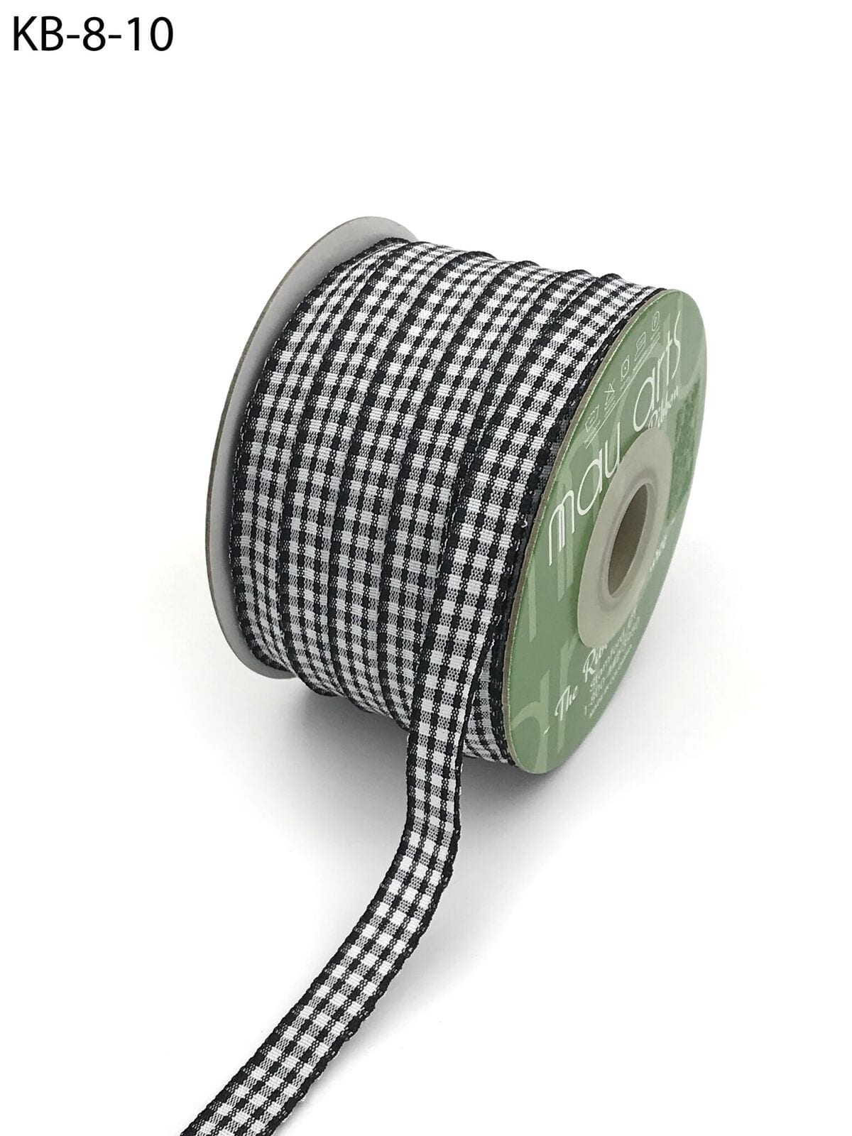 May Arts 1cm Wide Ribbon, Light Blue Cheque