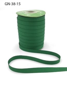 ~3/8 Inch Light-Weight Flat Grosgrain Ribbon with Woven Edge - GN-38-15 Green