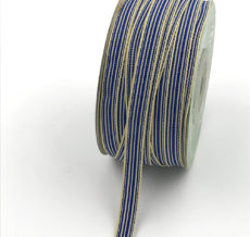 Sea Blue and ivory grosgrain striped ribbon