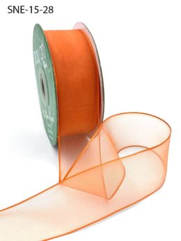 1.5 Inch Soft Sheer Ribbon with Thin Solid Edge - SNE-15-28 ORANGE