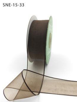 1.5 Inch Soft Sheer Ribbon with Thin Solid Edge - SNE-15-33 Brown